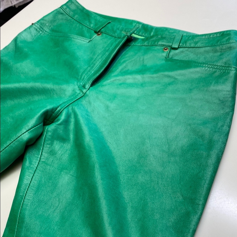 Green Leather Micheal Hoban Ladies Jeans.